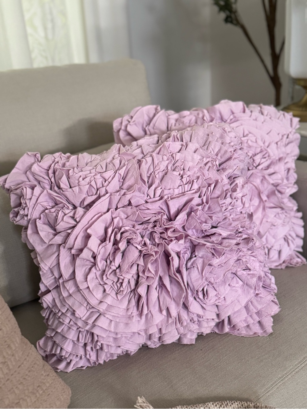 Xhilaration Ruffled Rosette Decorative Pillow - Home  set off 2 / 16”